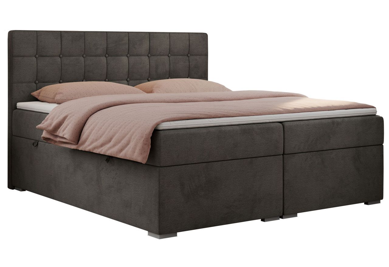 Łóżko kontynentalne CARMEN 180x200 - H3 - ciemnoszary, welwet