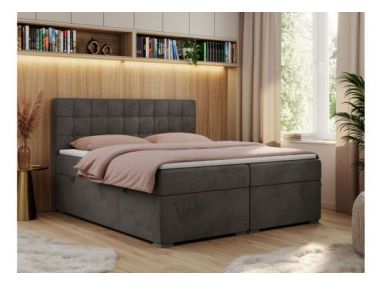 Łóżko kontynentalne CARMEN 140x200 - H4 - ciemnoszary, welwet