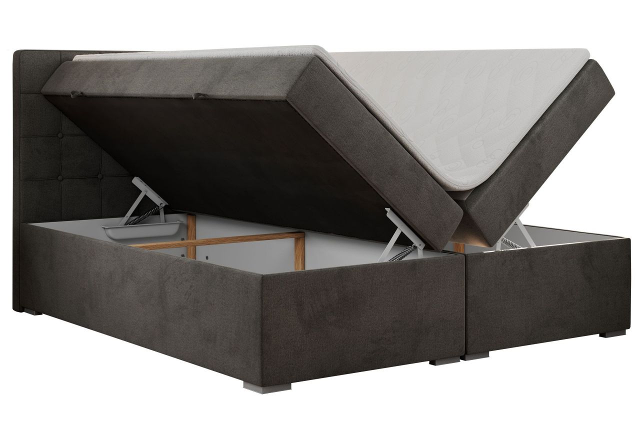 Łóżko kontynentalne CARMEN 160x200 - H4 - ciemnoszary, welwet