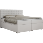 Łóżko kontynentalne SUSAN 200x200 - H3 - biały, ekoskóra