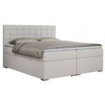 Łóżko kontynentalne SUSAN 200x200 - H3 - biały, ekoskóra