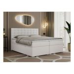 Łóżko kontynentalne SUSAN 120x200 - H4 - biały, ekoskóra