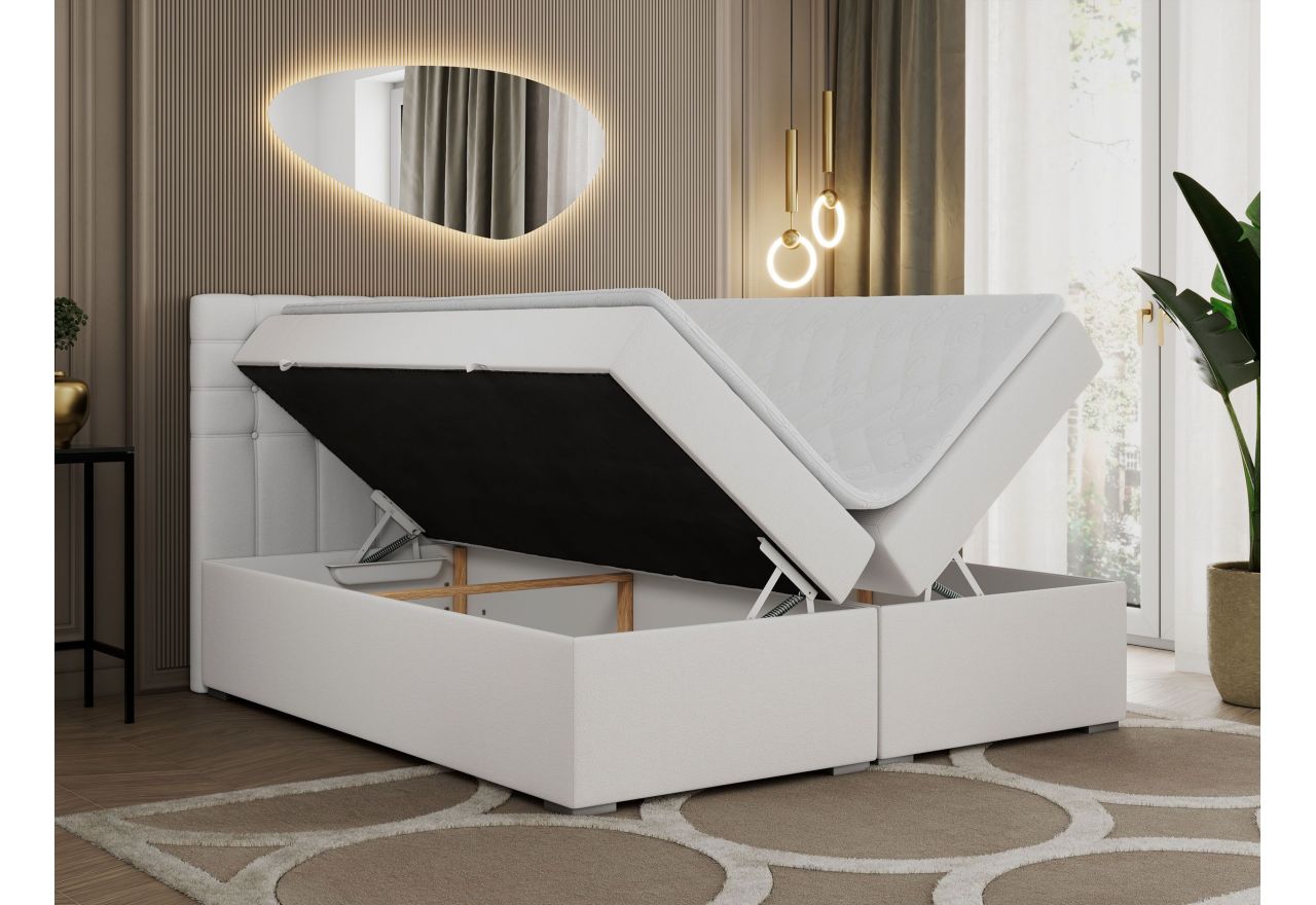 Łóżko kontynentalne SUSAN 120x200 - H4 - biały, ekoskóra