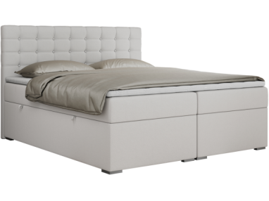 Łóżko kontynentalne SUSAN 140x200 - H4 - biały, ekoskóra