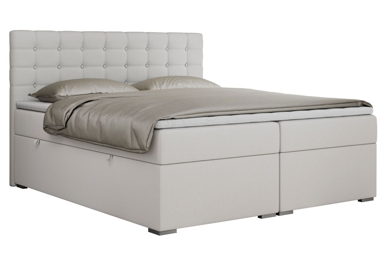 Łóżko kontynentalne SUSAN 160x200 - H4 - biały, ekoskóra