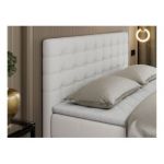 Łóżko kontynentalne SUSAN 180x200 - H4 - biały, ekoskóra