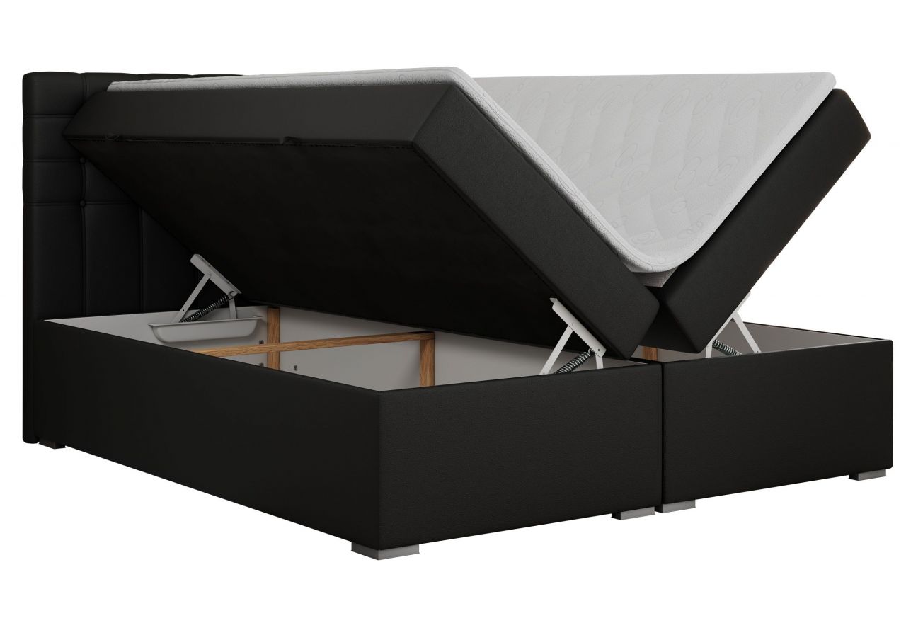 Łóżko kontynentalne SUSAN 120x200 - H3 - czarny, ekoskóra