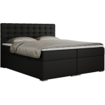 Łóżko kontynentalne SUSAN 140x200 - H4 - czarny, ekoskóra