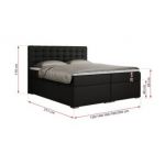 Łóżko kontynentalne SUSAN 140x200 - H4 - czarny, ekoskóra