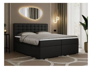Łóżko kontynentalne SUSAN 200x200 - H4 - czarny, ekoskóra