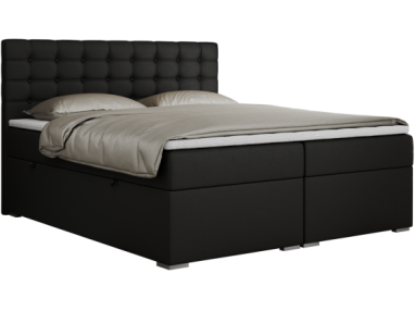 Łóżko kontynentalne SUSAN 200x200 - H4 - czarny, ekoskóra