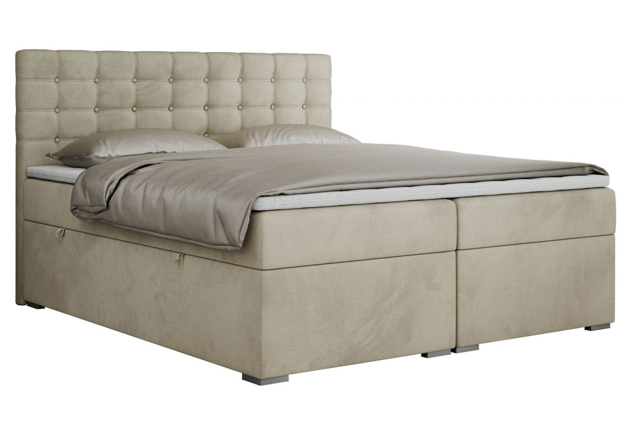 Łóżko kontynentalne SUSAN 160x200 - H3 - beżowy, welwet