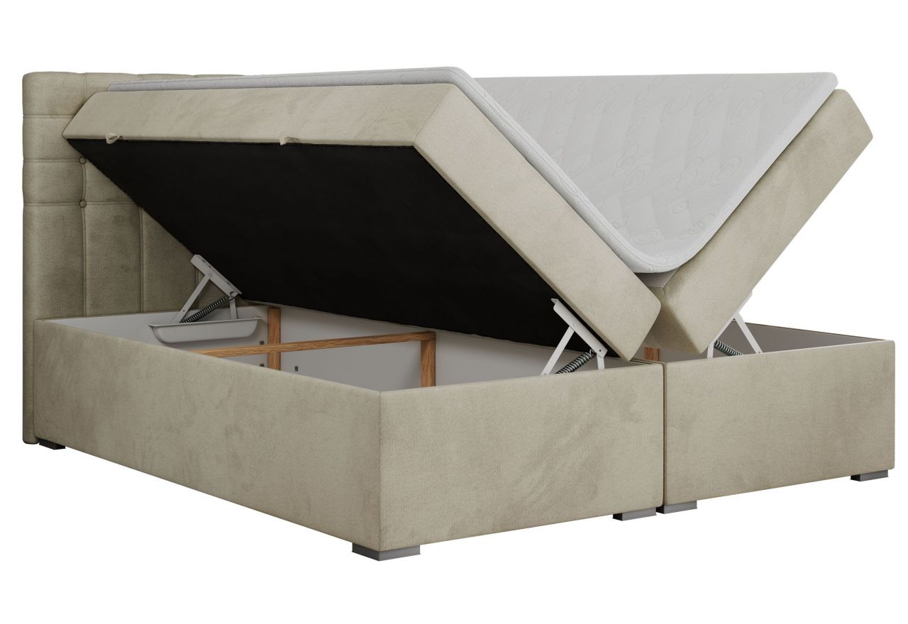 Łóżko kontynentalne SUSAN 160x200 - H3 - beżowy, welwet