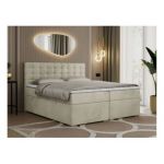 Łóżko kontynentalne SUSAN 200x200 - H3 - beżowy, welwet