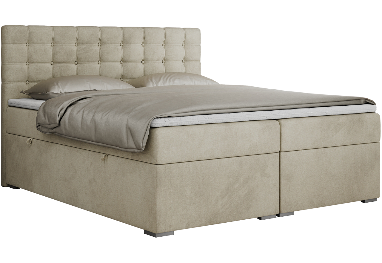 Łóżko kontynentalne SUSAN 200x200 - H3 - beżowy, welwet