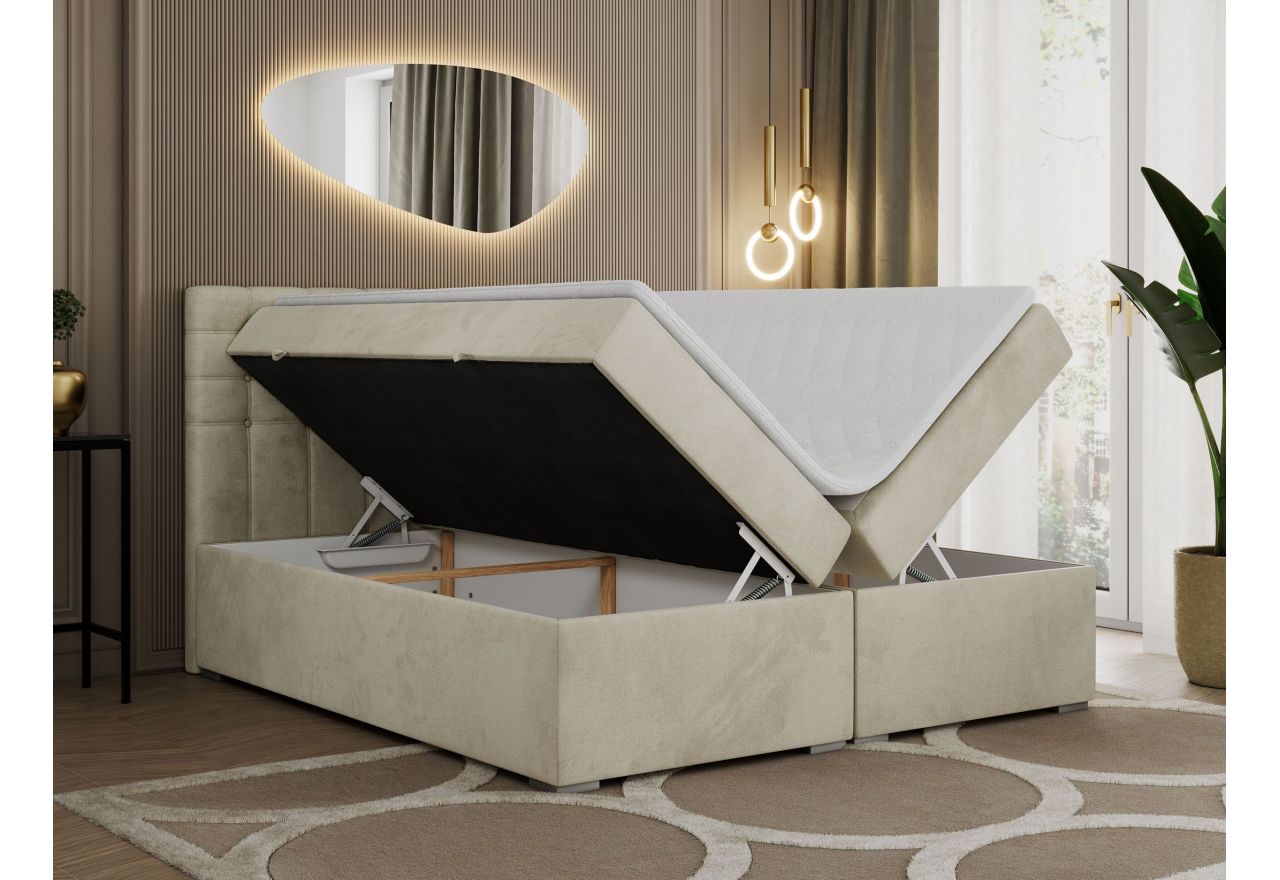 Łóżko kontynentalne SUSAN 200x200 - H3 - beżowy, welwet