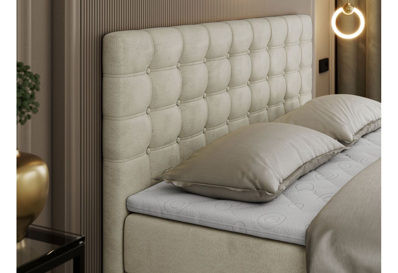 Łóżko kontynentalne SUSAN 140x200 - H4 - beżowy, welwet