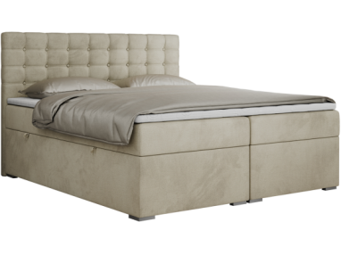 Łóżko kontynentalne SUSAN 200x200 - H4 - beżowy, welwet