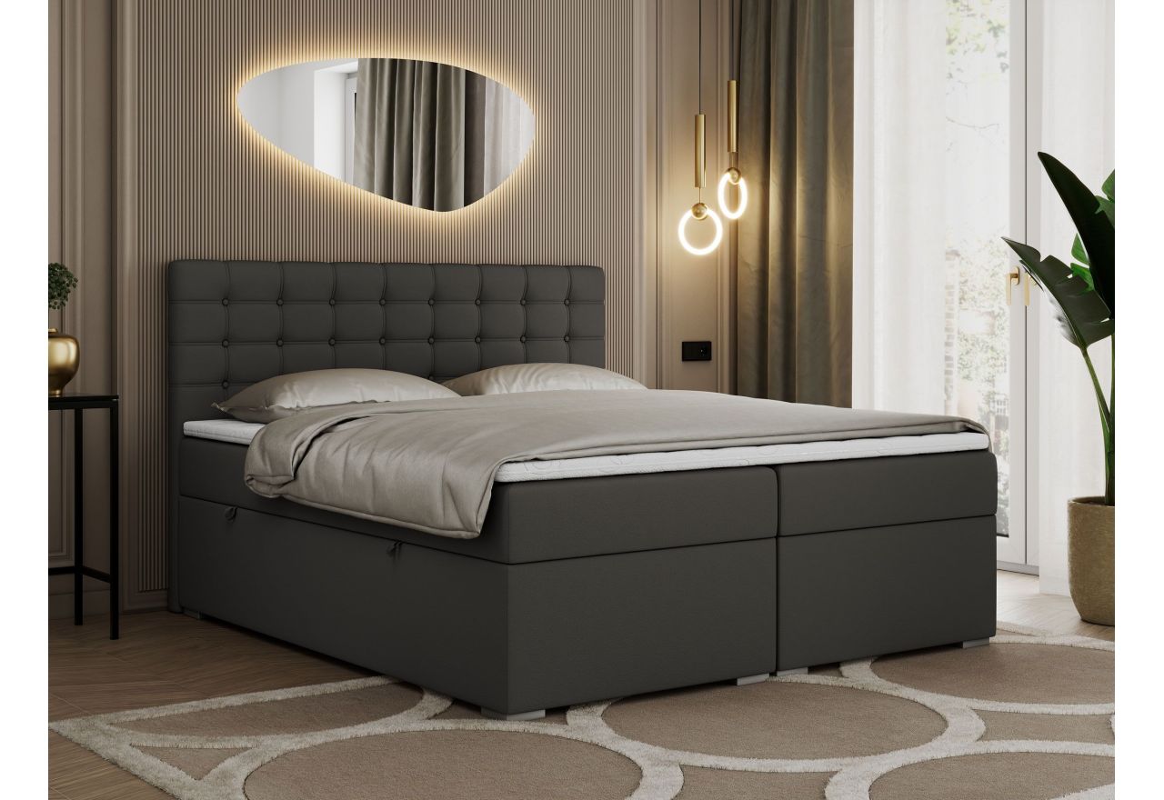 Łóżko kontynentalne SUSAN 120x200 - H3 - ciemnoszary, ekoskóra