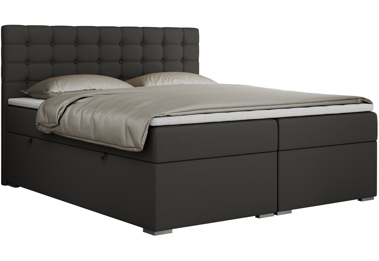 Łóżko kontynentalne SUSAN 160x200 - H3 - ciemnoszary, ekoskóra