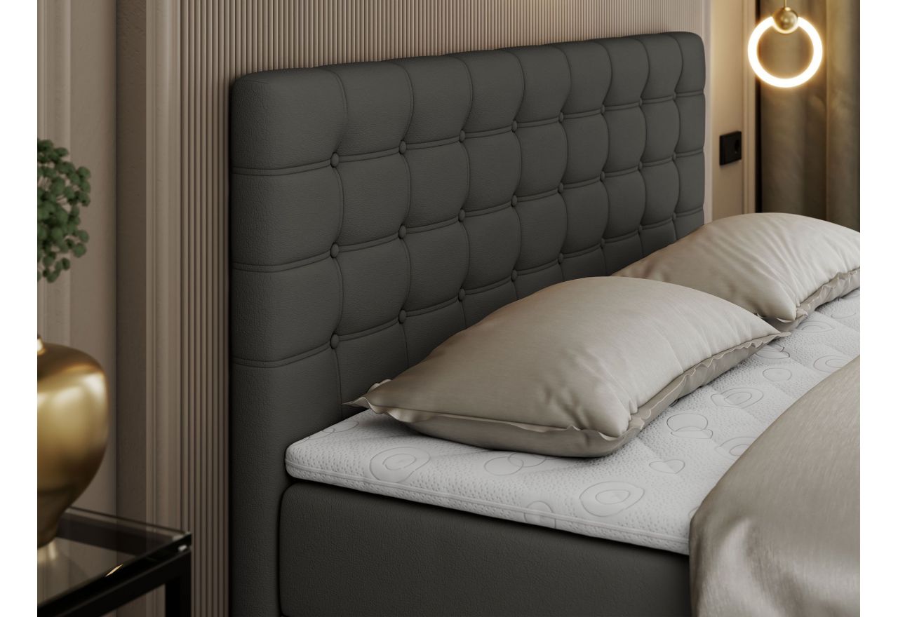 Łóżko kontynentalne SUSAN 180x200 - H4 - ciemnoszary, ekoskóra