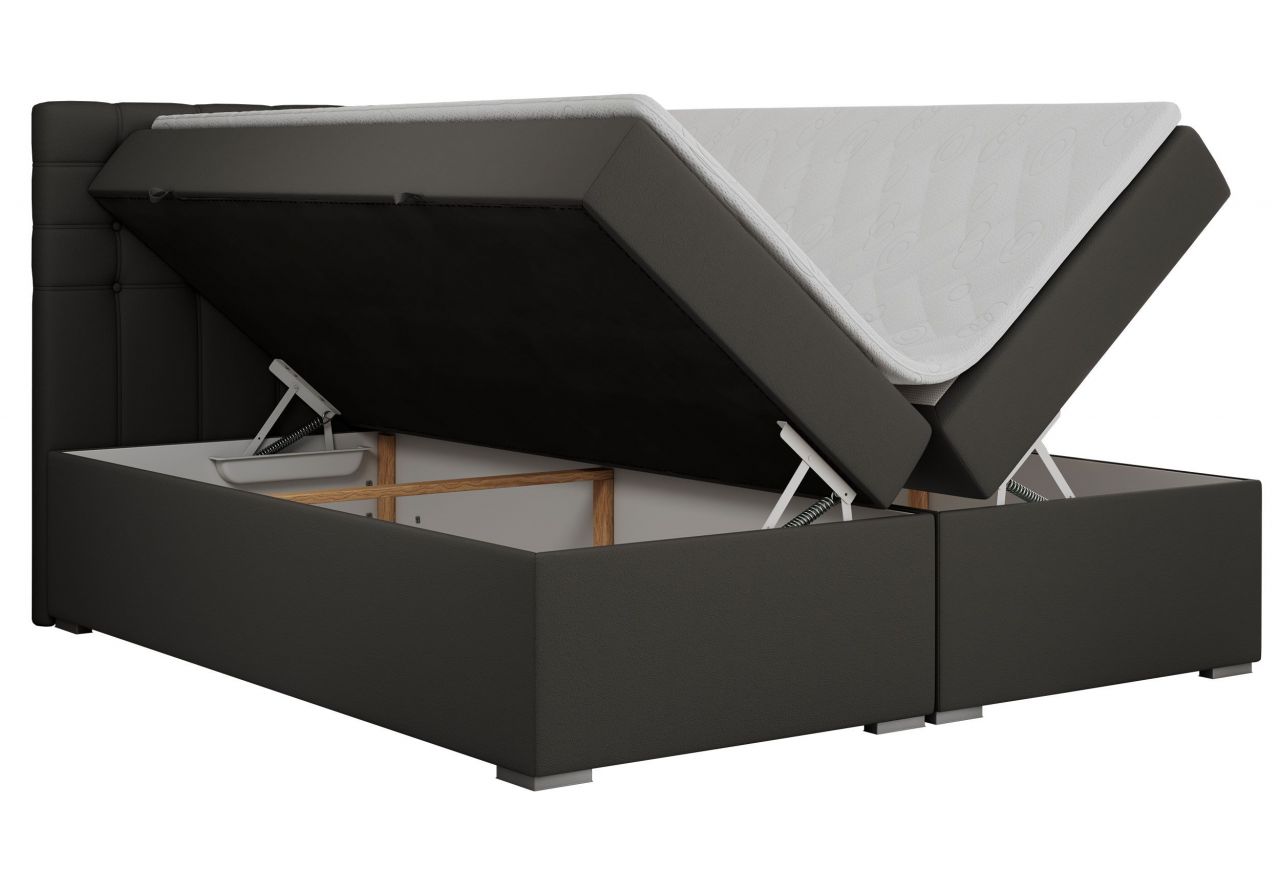 Łóżko kontynentalne SUSAN 200x200 - H4 - ciemnoszary, ekoskóra