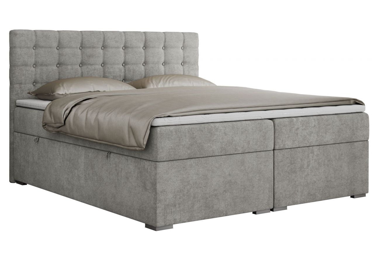Łóżko kontynentalne SUSAN 200x200 - H3 - jasnoszary, struktura