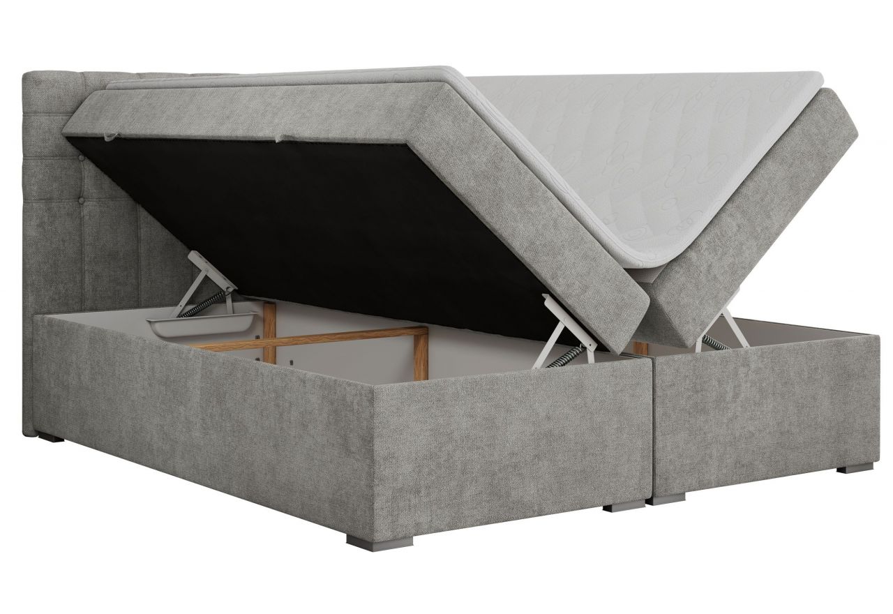 Łóżko kontynentalne SUSAN 200x200 - H3 - jasnoszary, struktura