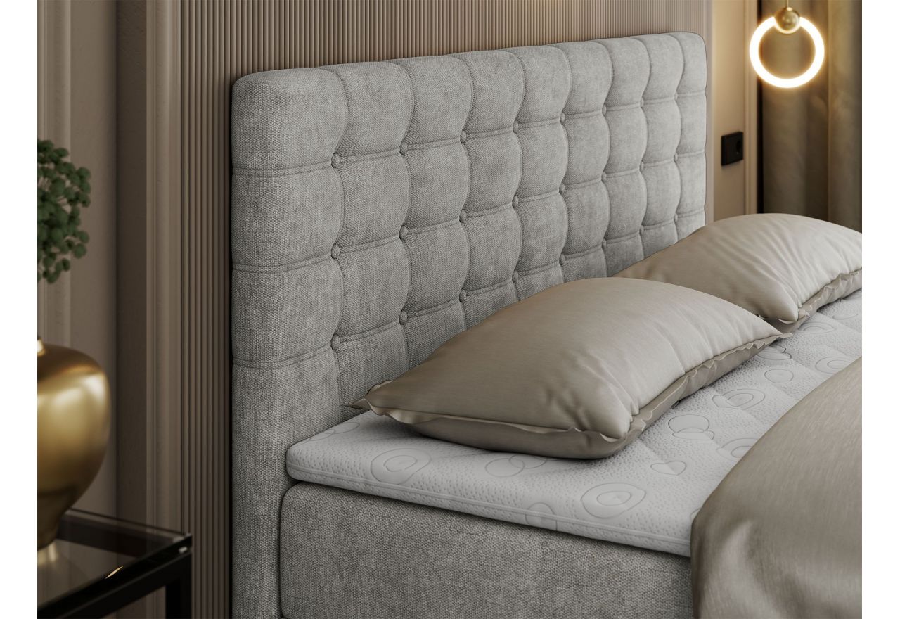 Łóżko kontynentalne SUSAN 140x200 - H4 - jasnoszary, struktura