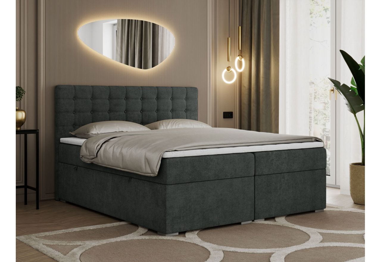 Łóżko kontynentalne SUSAN 160x200 - H3 - ciemnoszary, struktura