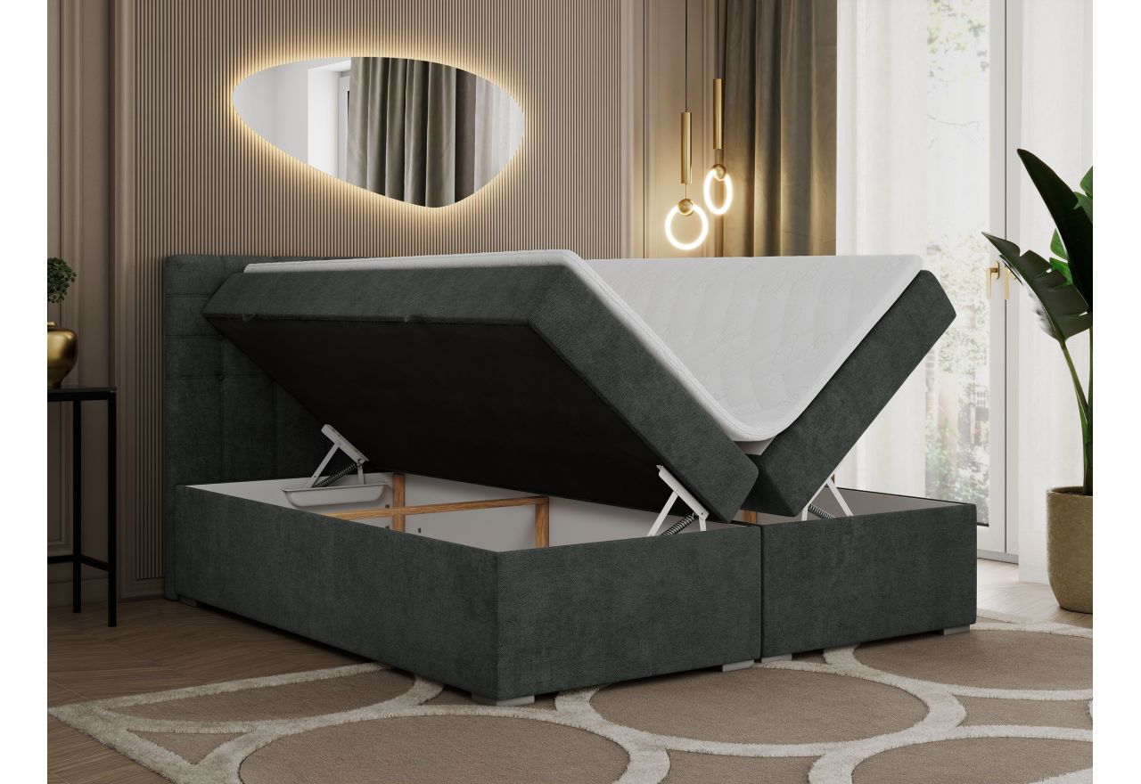 Łóżko kontynentalne SUSAN 160x200 - H4 - ciemnoszary, struktura