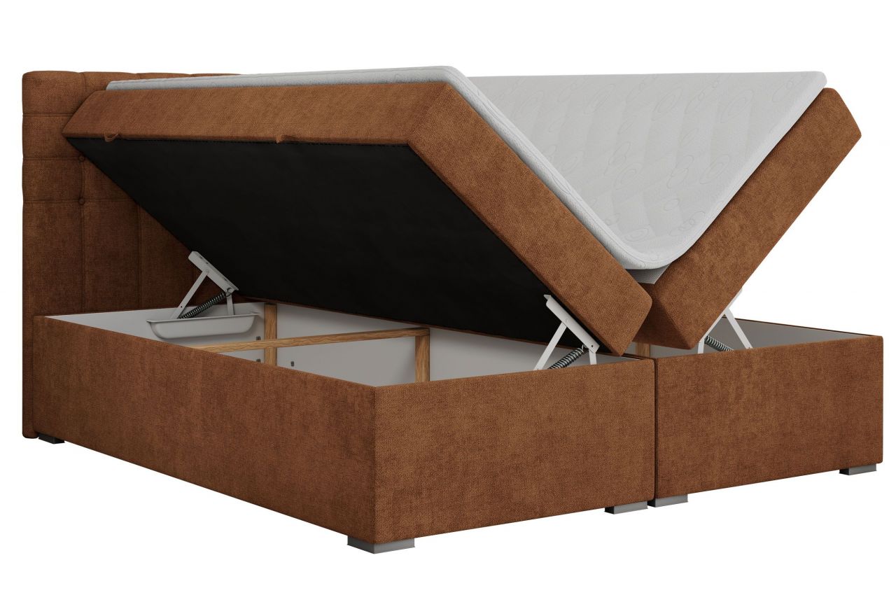 Łóżko kontynentalne SUSAN 140x200 - H3 - pomarańczowy, struktura