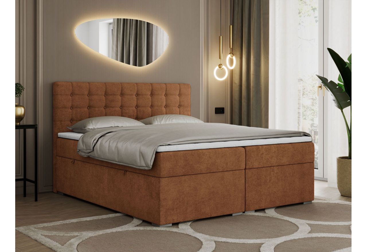 Łóżko kontynentalne SUSAN 180x200 - H3 - pomarańczowy, struktura