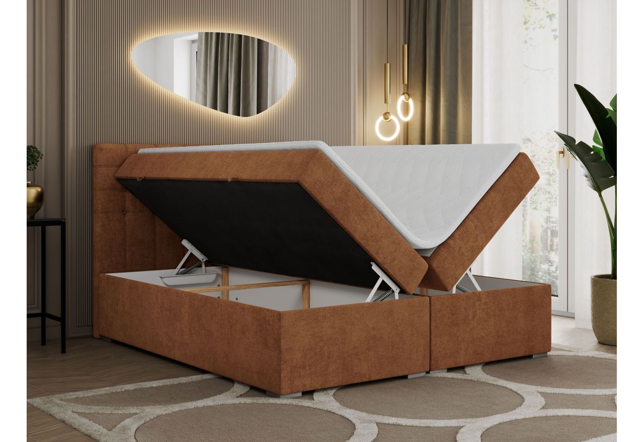 Łóżko kontynentalne SUSAN 160x200 - H4 - pomarańczowy, struktura