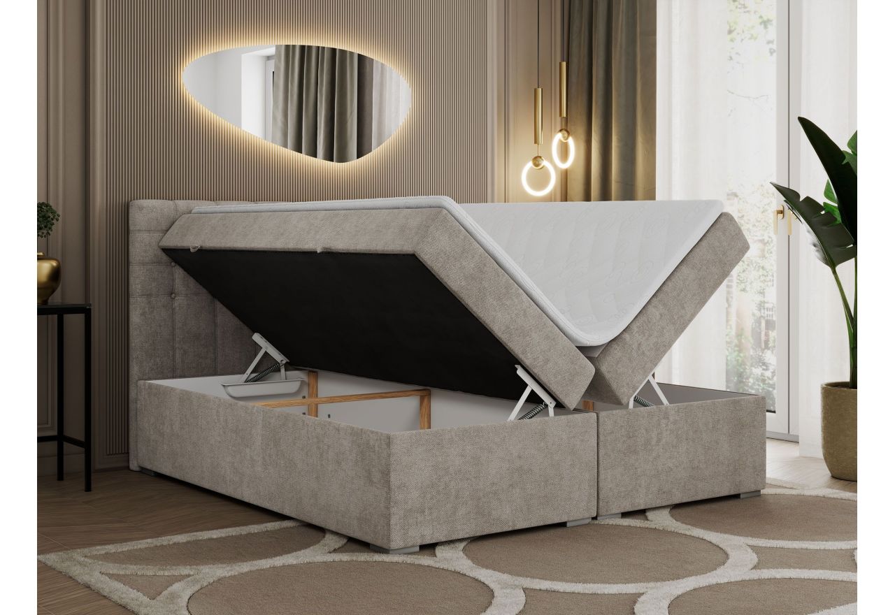 Łóżko kontynentalne SUSAN 160x200 - H3 - beżowy, struktura