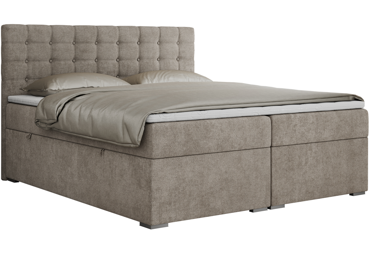 Łóżko kontynentalne SUSAN 200x200 - H3 - beżowy, struktura