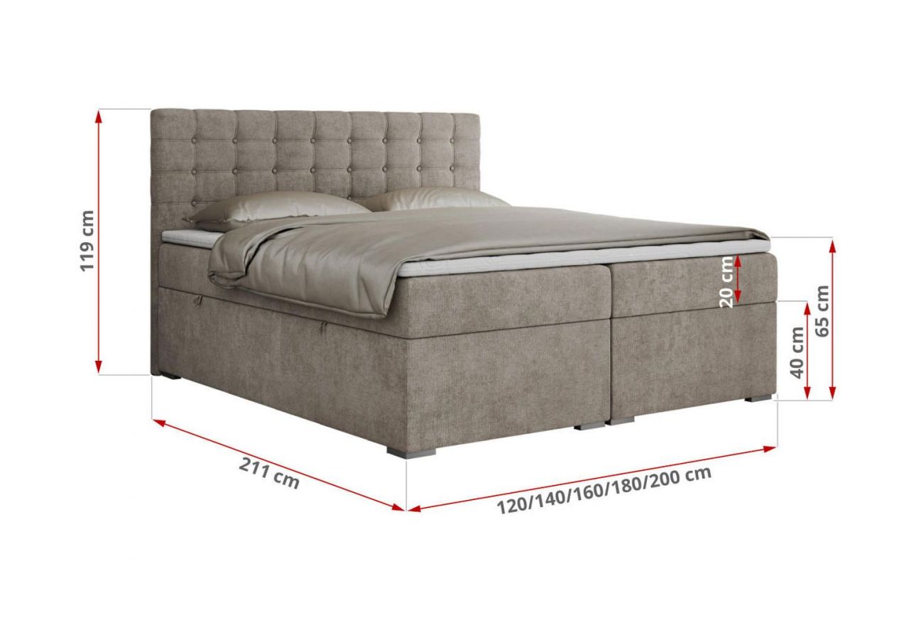 Łóżko kontynentalne SUSAN 140x200 - H4 - beżowy, struktura