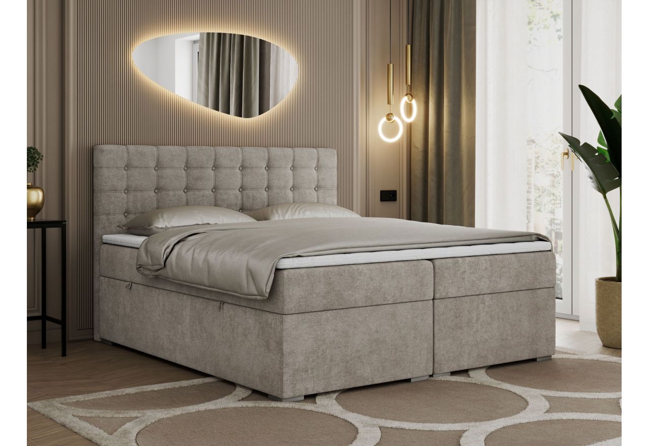 Łóżko kontynentalne SUSAN 180x200 - H4 - beżowy, struktura