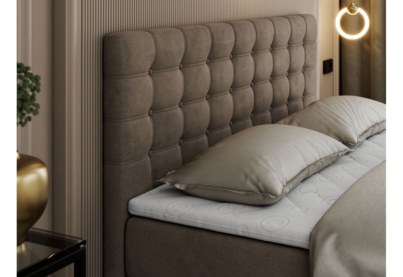 Łóżko kontynentalne SUSAN 180x200 - H3 - brązowy, welwet