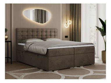 Łóżko kontynentalne SUSAN 200x200 - H3 - brązowy, welwet