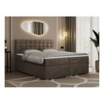 Łóżko kontynentalne SUSAN 200x200 - H3 - brązowy, welwet