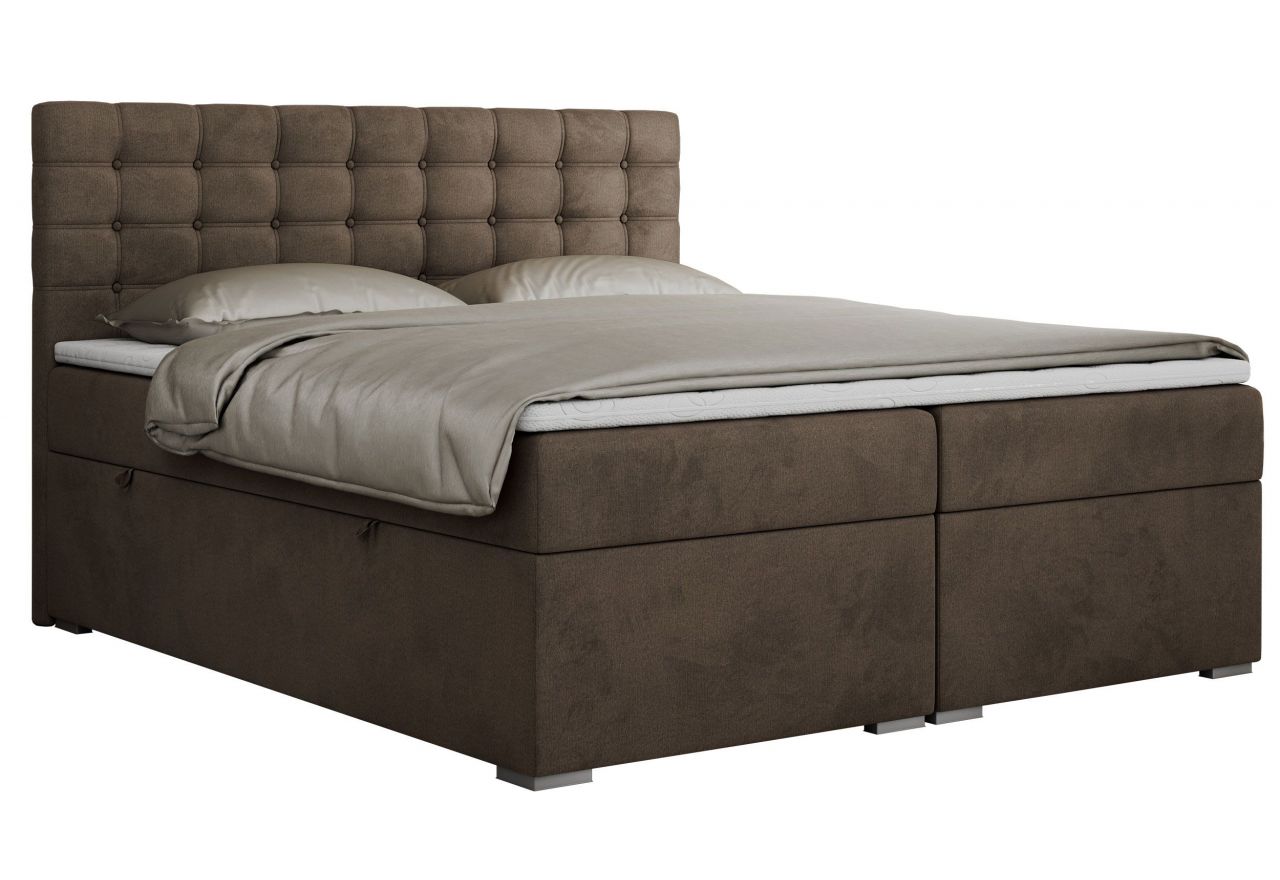 Łóżko kontynentalne SUSAN 200x200 - H3 - brązowy, welwet