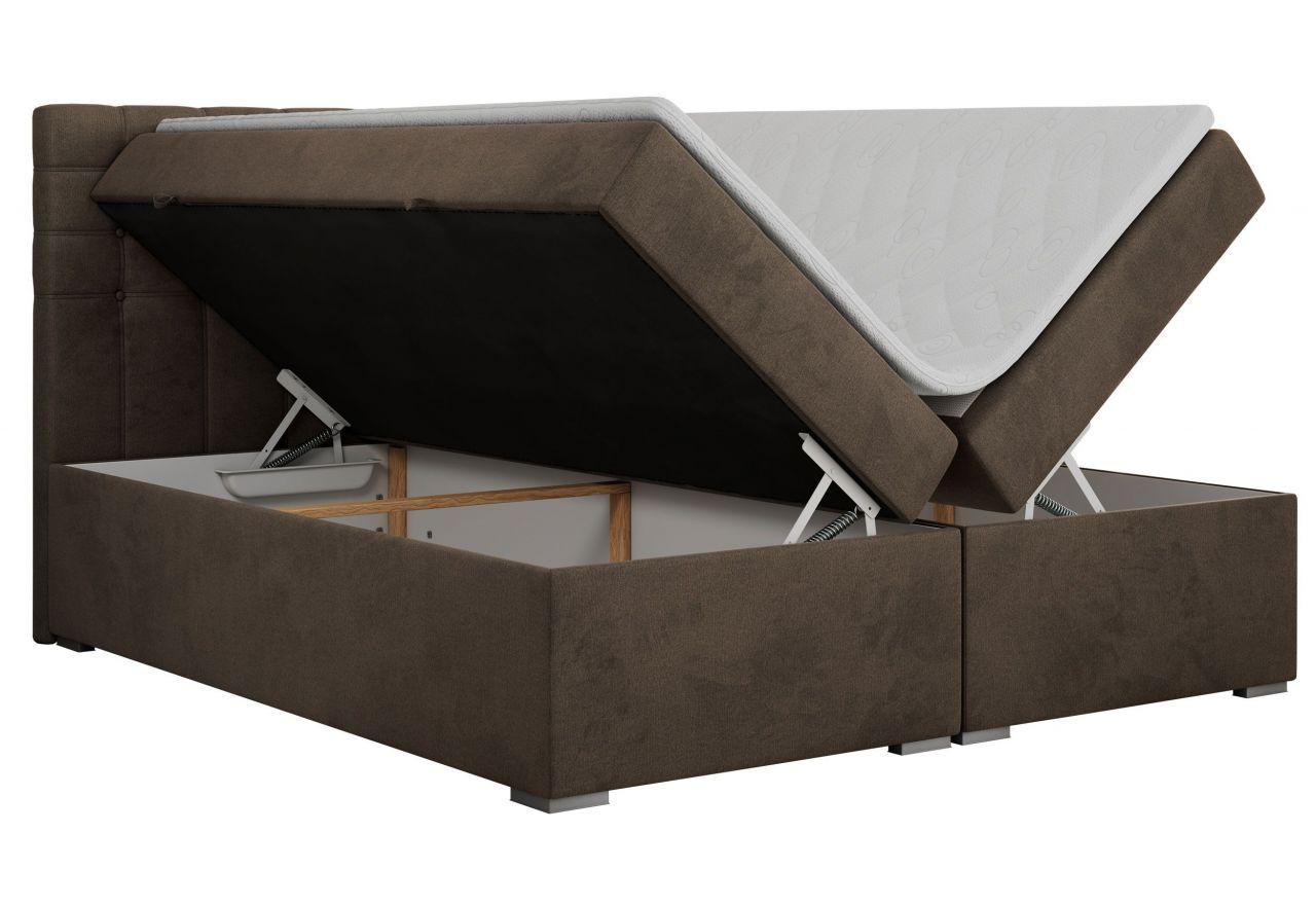 Łóżko kontynentalne SUSAN 200x200 - H3 - brązowy, welwet