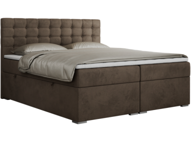 Łóżko kontynentalne SUSAN 160x200 - H4 - brązowy, welwet