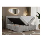 Łóżko kontynentalne SUSAN 160x200 - H4 - jasnoszary, welwet