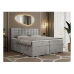 Łóżko kontynentalne SUSAN 200x200 - H4 - jasnoszary, welwet