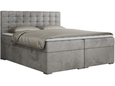 Łóżko kontynentalne SUSAN 200x200 - H4 - jasnoszary, welwet