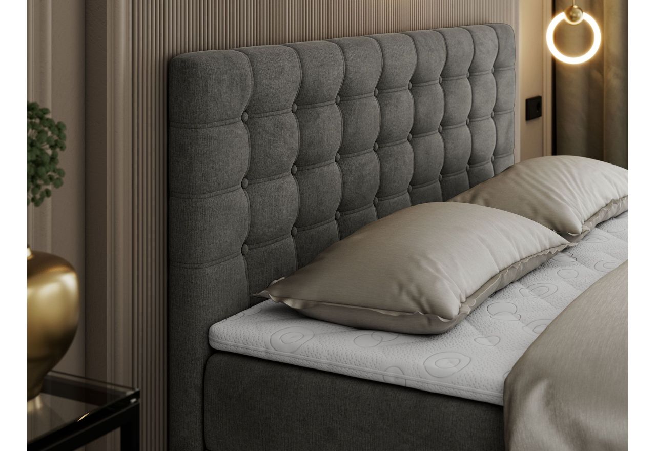 Łóżko kontynentalne SUSAN 180x200 - H3 - ciemnoszary, welwet