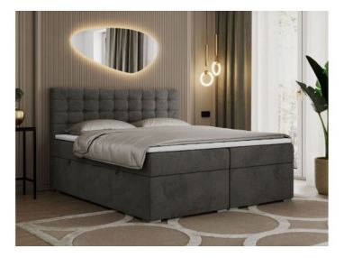 Łóżko kontynentalne SUSAN 200x200 - H3 - ciemnoszary, welwet