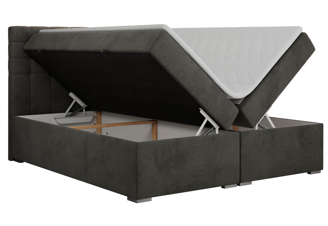 Łóżko kontynentalne SUSAN 200x200 - H3 - ciemnoszary, welwet